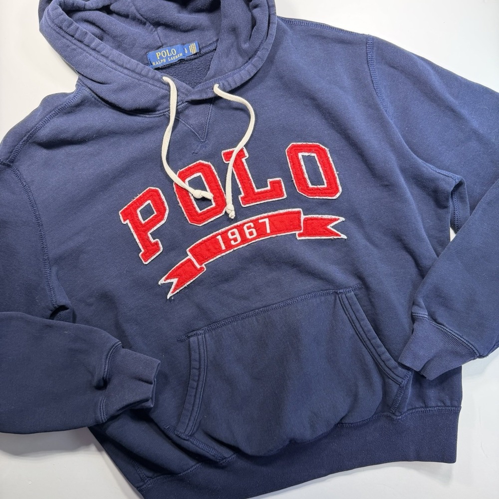 Polo Ralph Lauren Navy Red Logo Hoodie L Classic Preppy